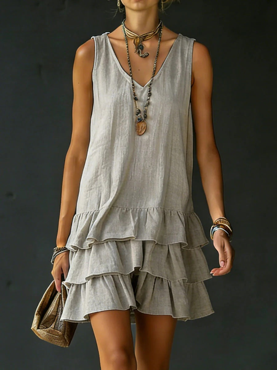 V-Neck Sleeveless Midi Dress – 5 Colors, S–2XL - Fierce and Chic