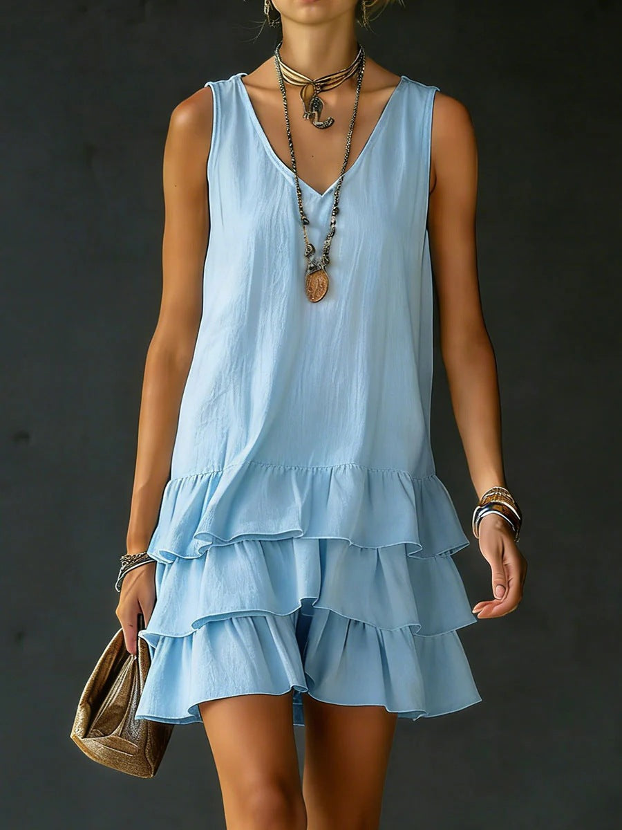 V-Neck Sleeveless Midi Dress – 5 Colors, S–2XL - Fierce and Chic