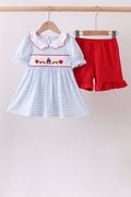 Blue School Bus Smocked Ruffle Shorts Set - Fierce and Chic