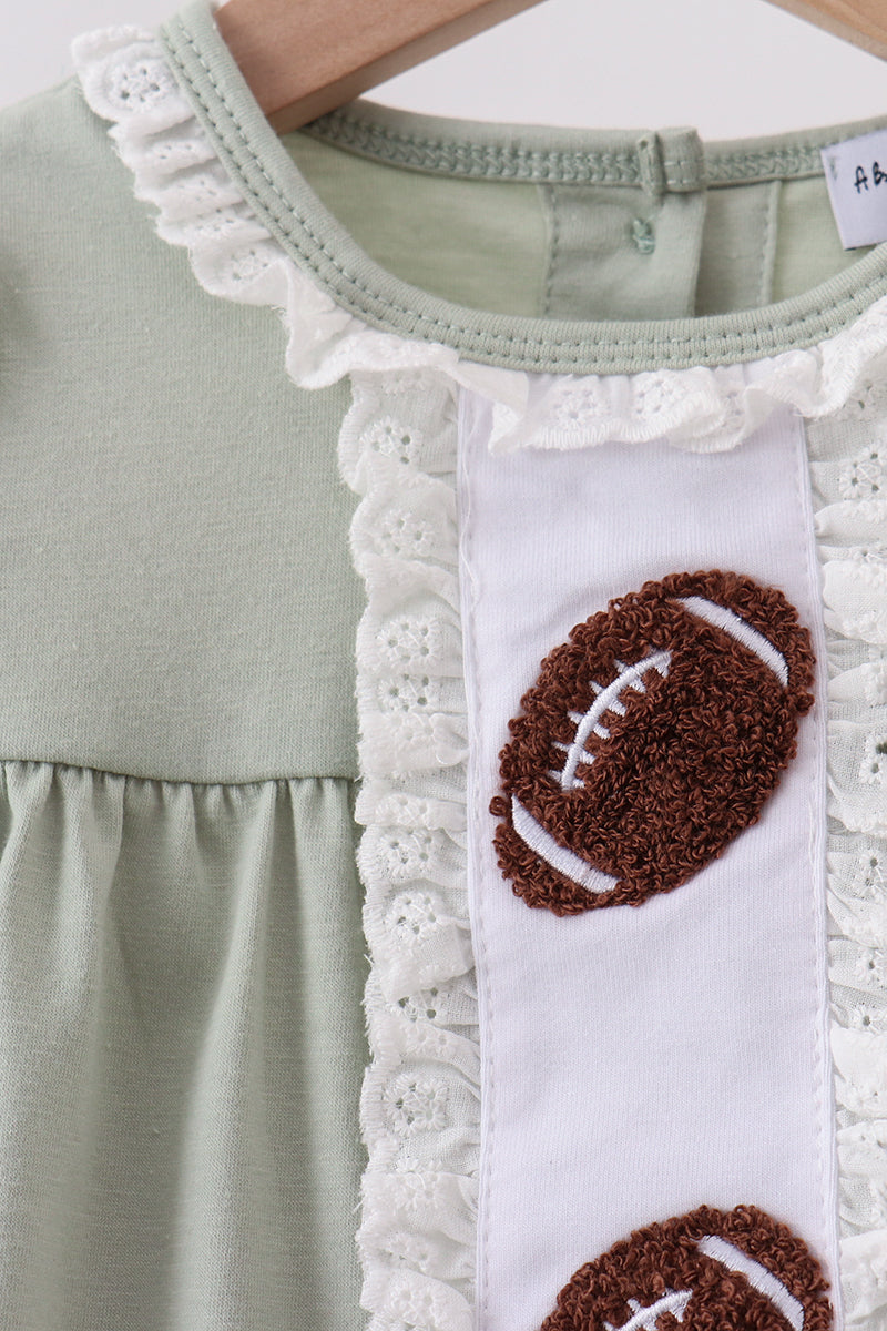Green football french knot gingham bloomer set - Fierce and Chic