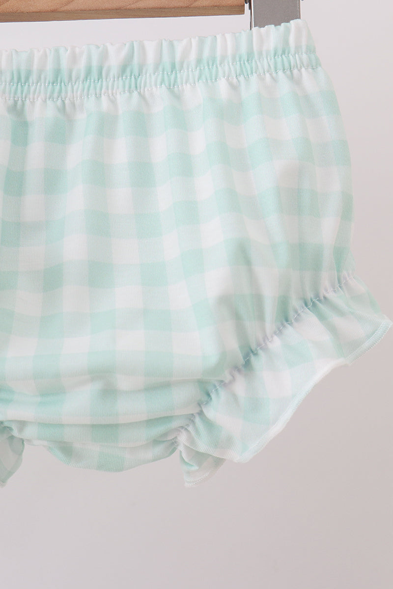 Green football french knot gingham bloomer set - Fierce and Chic
