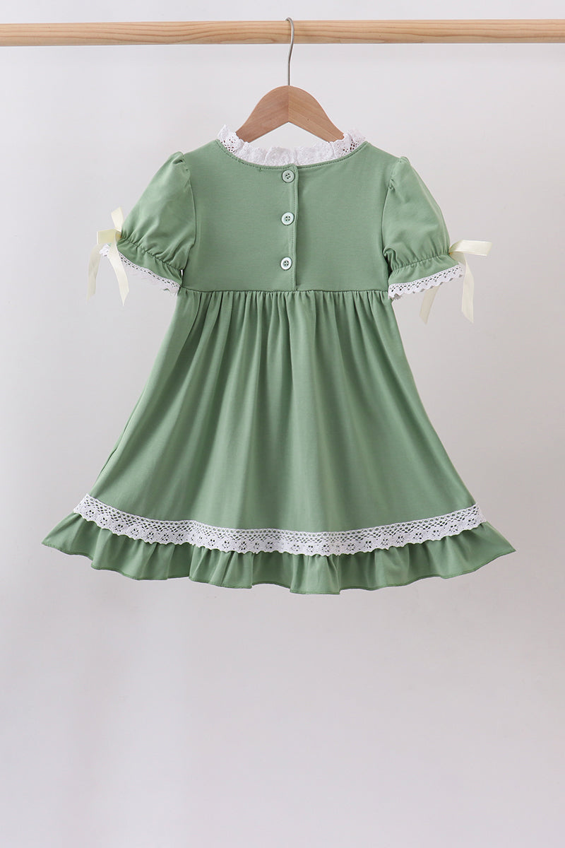 Sage collar smocked lace dress - Fierce and Chic