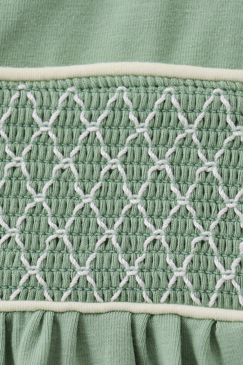 Sage collar smocked lace bloomer set - Fierce and Chic