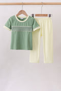 Sage smocked pants set - Fierce and Chic
