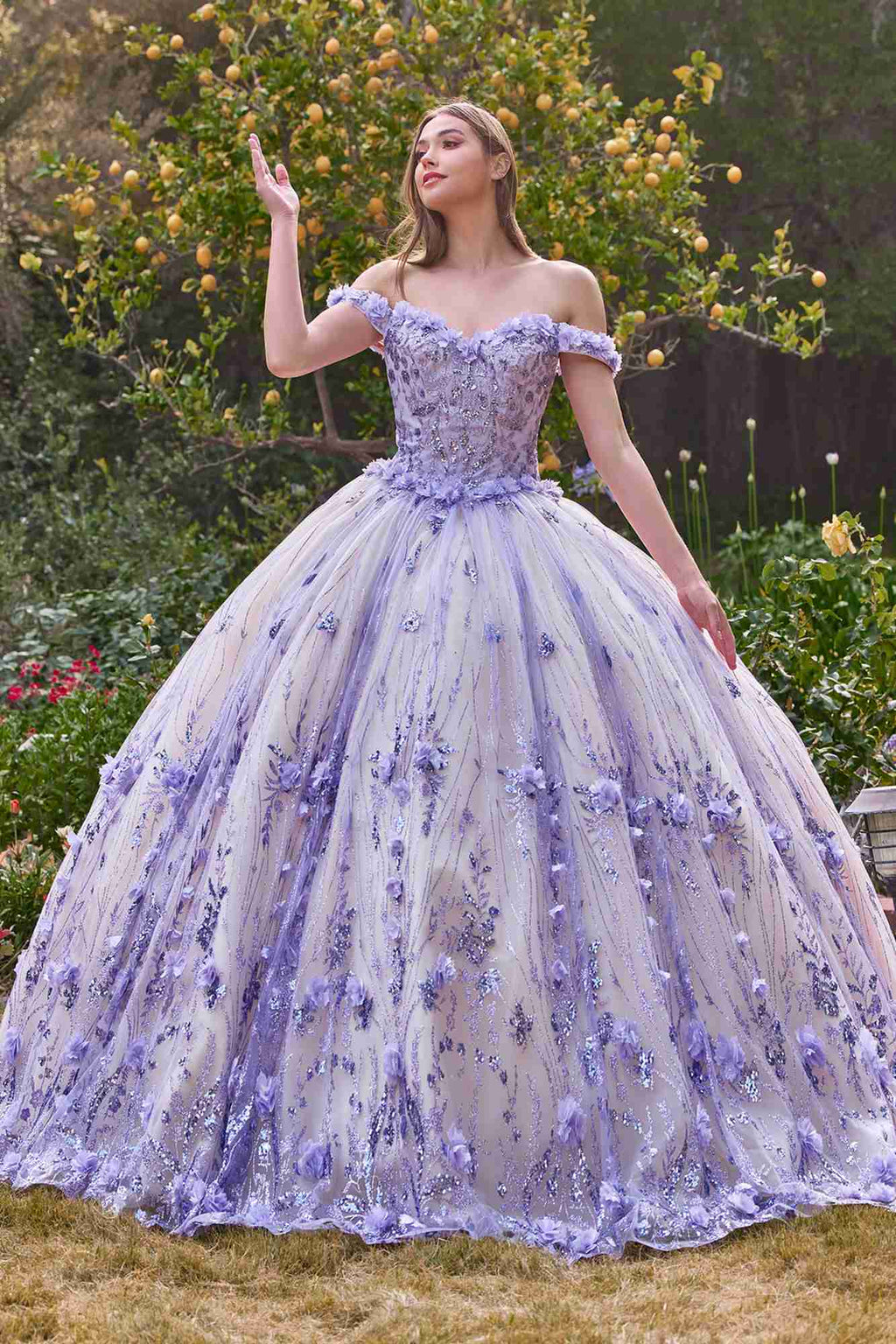 Ladivine 15704 Off the Shoulder Quinceanera Floral Ball Gown - Fierce and Chic