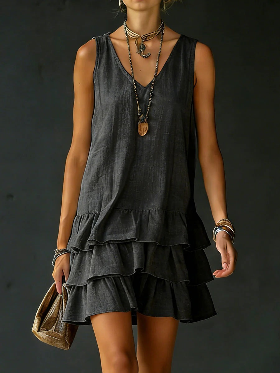 V-Neck Sleeveless Midi Dress – 5 Colors, S–2XL - Fierce and Chic