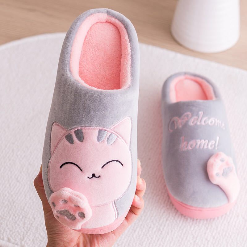 Cute Cat Soft Winter Slippers – Cozy Washable Bedroom Shoes for Women & Men - Fierce and Chic
