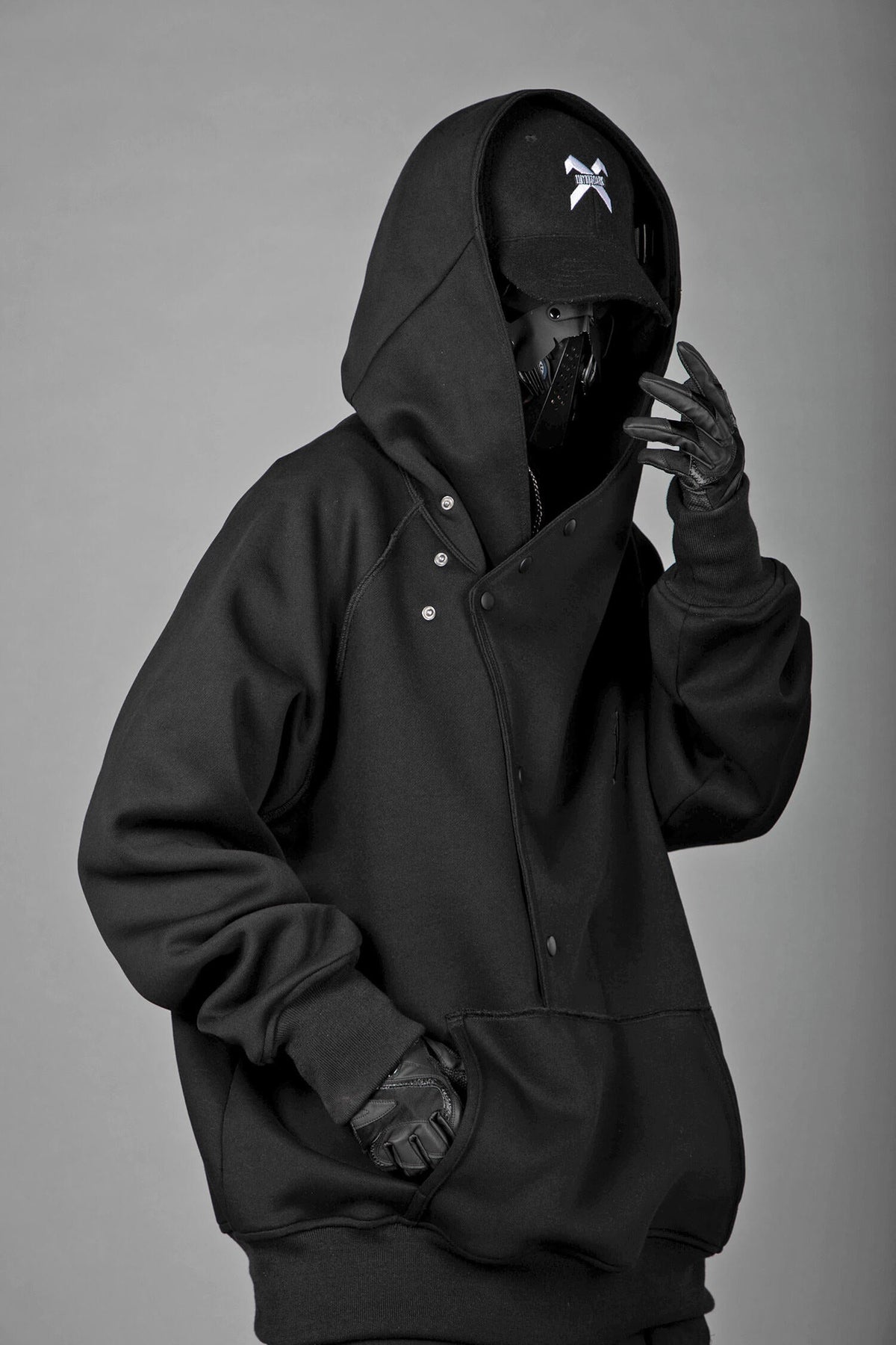 HiH38 Black Layered Hoodie - Fierce and Chic
