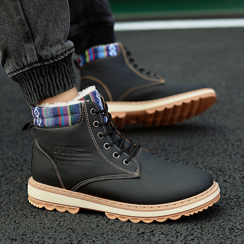 Business Soft Mens Boots Winter Shoes Waterproof Snow Boots With Warm Plush Winter Footwear Casual Boots Winter Hiking Boots Lining Outdoor Anti Slip Outdoor Sport Shoes - Fierce and Chic