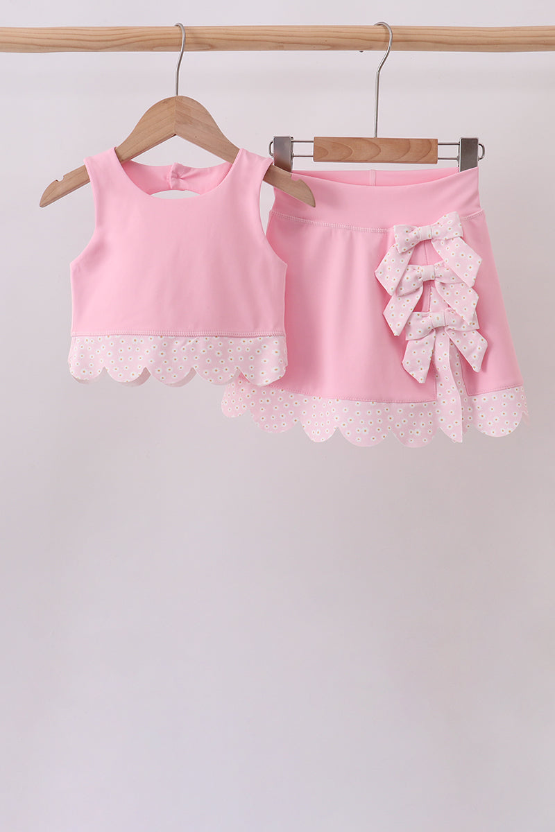 Pink scalloped active skorts set - Fierce and Chic