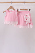 Pink scalloped active skorts set - Fierce and Chic