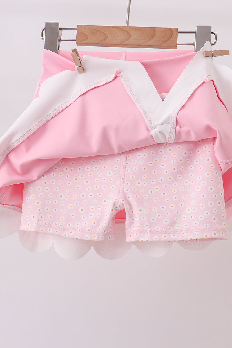 Pink scalloped active skorts set - Fierce and Chic