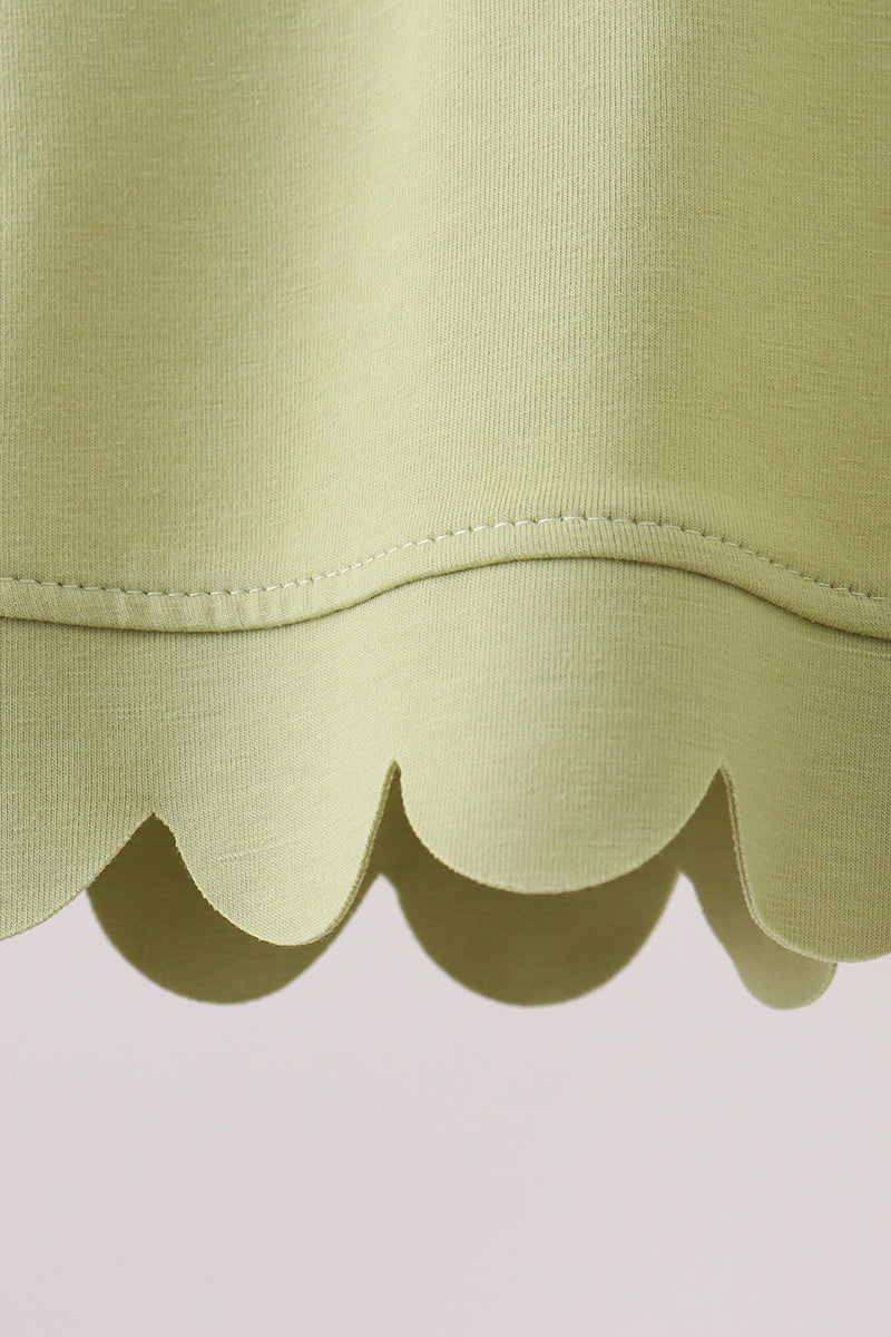 Sage scalloped zipper shorts set - Fierce and Chic