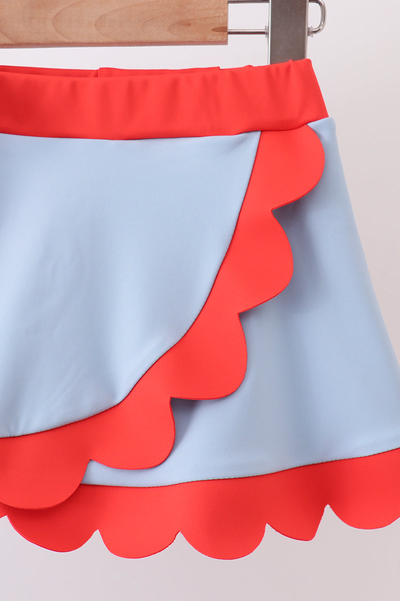 Blue scalloped active skorts set - Fierce and Chic