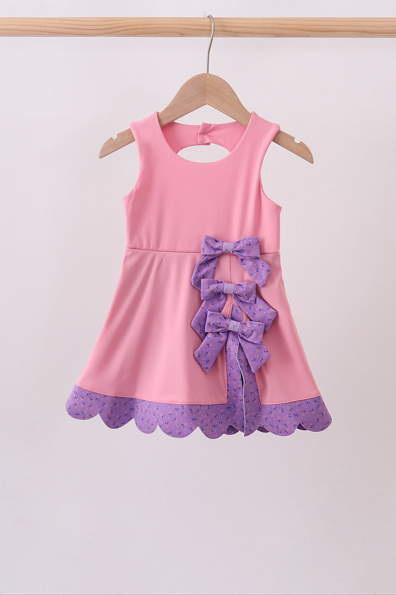 Pink scalloped bow active dress - Fierce and Chic