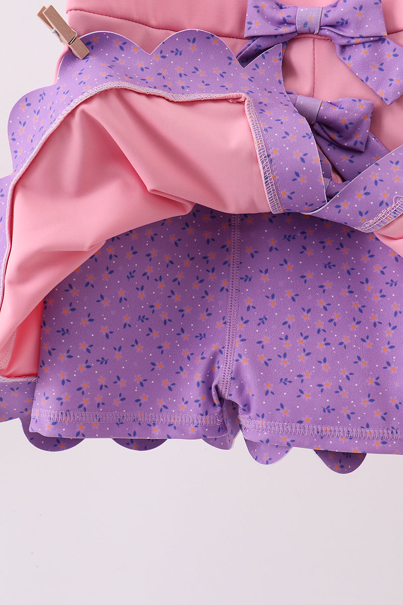 Pink scalloped bow active dress - Fierce and Chic
