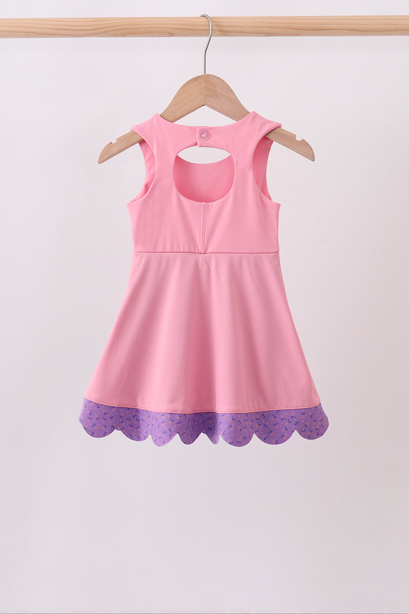 Pink scalloped bow active dress - Fierce and Chic