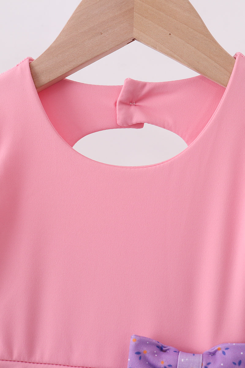 Pink scalloped bow active dress - Fierce and Chic