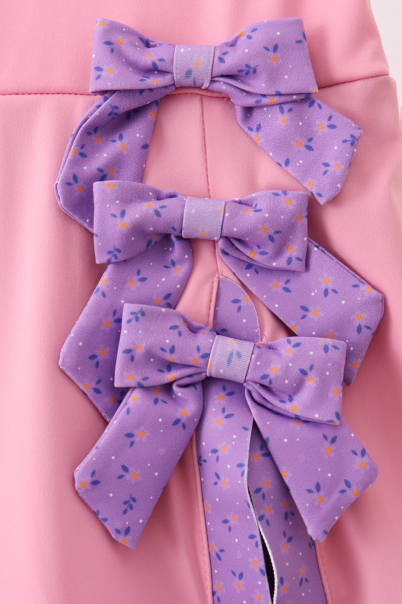 Pink scalloped bow active dress - Fierce and Chic