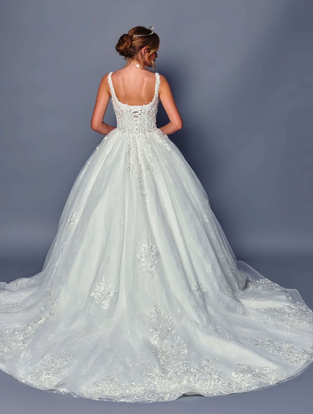DeKlaire Bridal 489 Wedding Dress V-Neck A-Line Ball Gown - Fierce and Chic