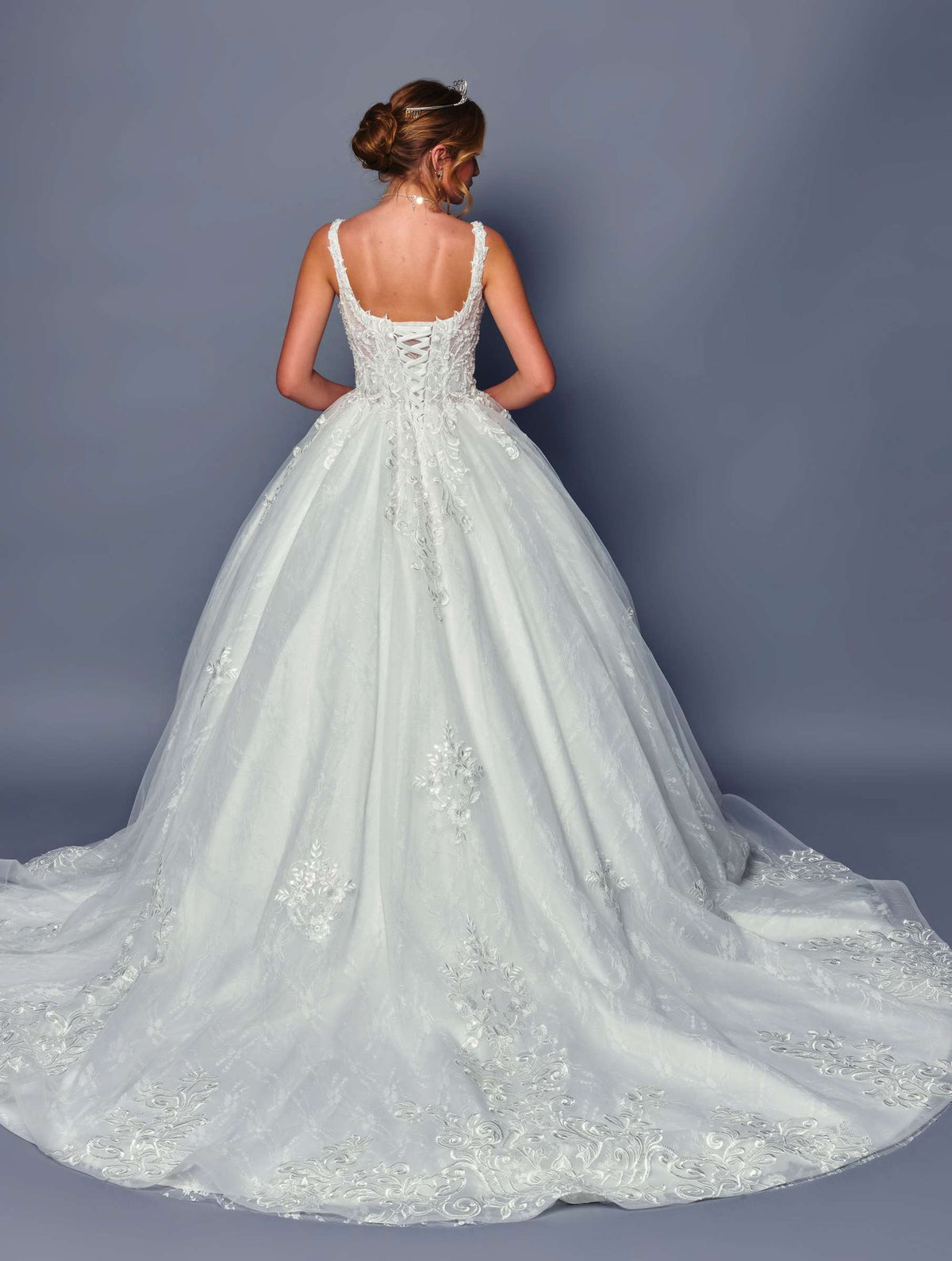 DeKlaire Bridal 489 Wedding Dress V-Neck A-Line Ball Gown - Fierce and Chic
