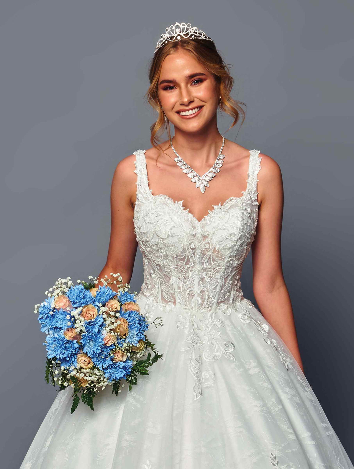 DeKlaire Bridal 489 Wedding Dress V-Neck A-Line Ball Gown - Fierce and Chic