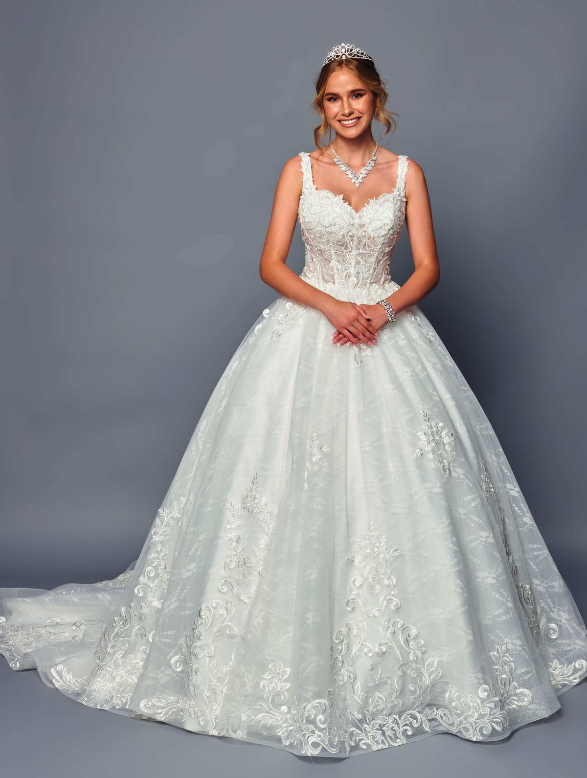 DeKlaire Bridal 489 Wedding Dress V-Neck A-Line Ball Gown - Fierce and Chic