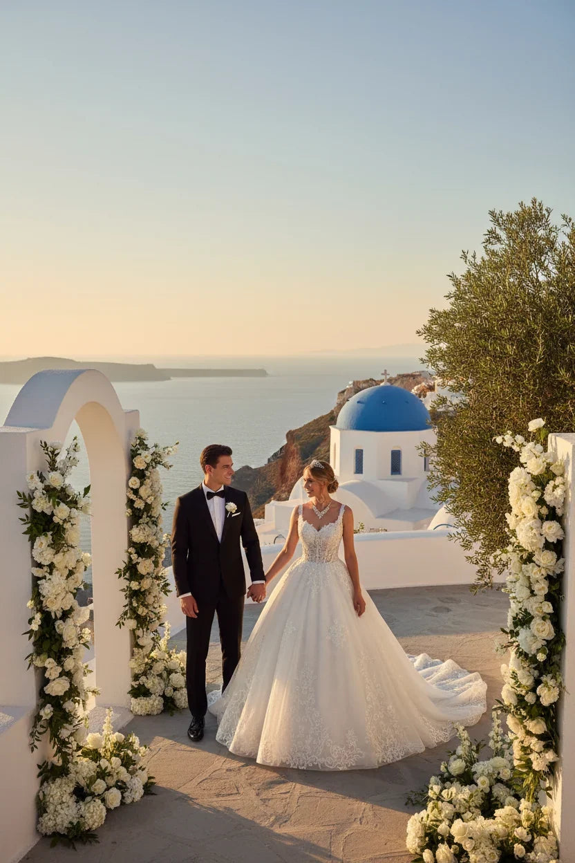 DeKlaire Bridal 489 Wedding Dress V-Neck A-Line Ball Gown - Fierce and Chic