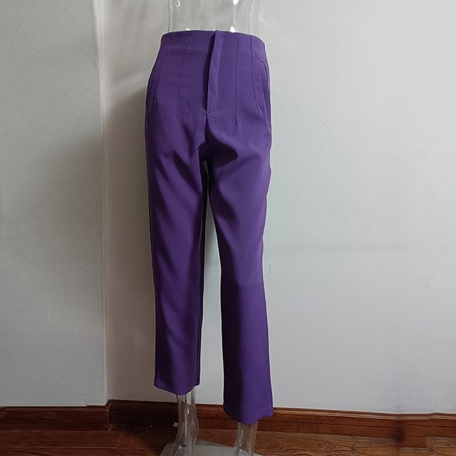 Women's High-Waisted Straight Leg Pants - Fierce and Chic