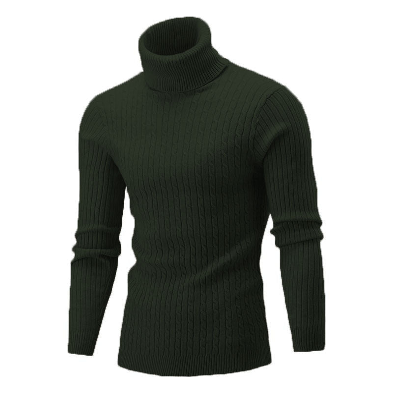 Men's Sweater Casual Retro Twisted Flower Turtleneck Knitting - Fierce and Chic