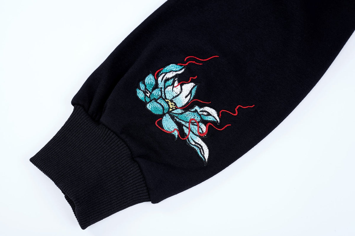 KH9033 Blue Kirin Embroidery Hoodie - Fierce and Chic