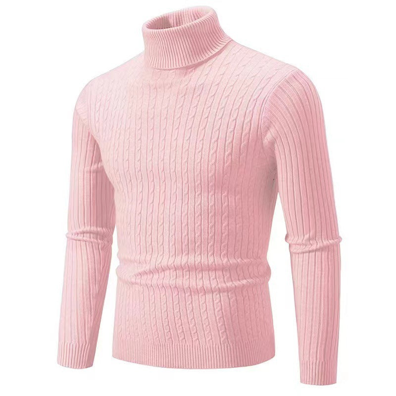 Men's Sweater Casual Retro Twisted Flower Turtleneck Knitting - Fierce and Chic