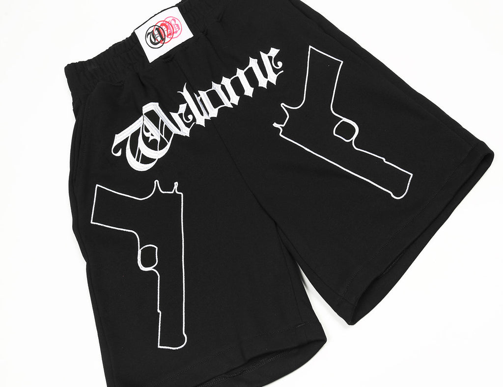 Double Pistols Embroidery Shorts - Fierce and Chic