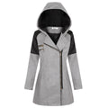 Women Warm Slim Full Zipper Coat Thick Woolen Coat Female Fall Winter Windbreaker Hooded Diagonal Zipper Women's Clothing