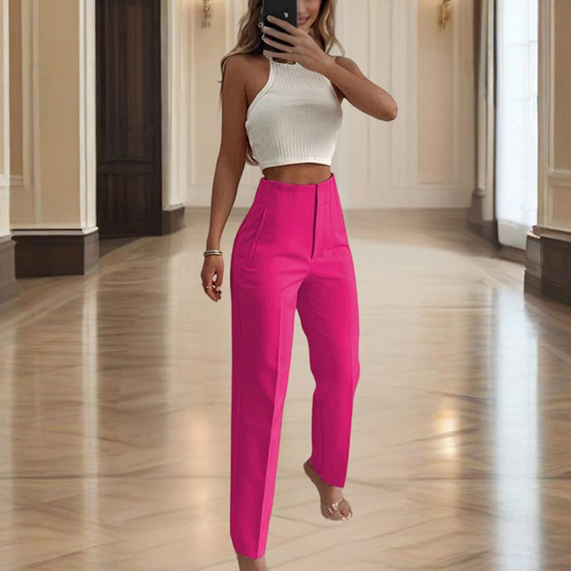 Women's High-Waisted Straight Leg Pants - Fierce and Chic