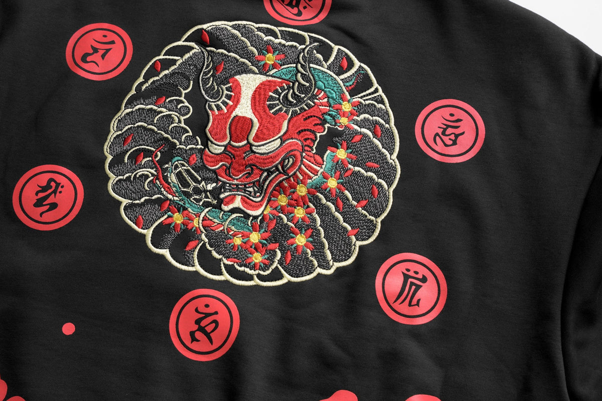 SW9060 Red Oni Embroidered Sweater - Fierce and Chic