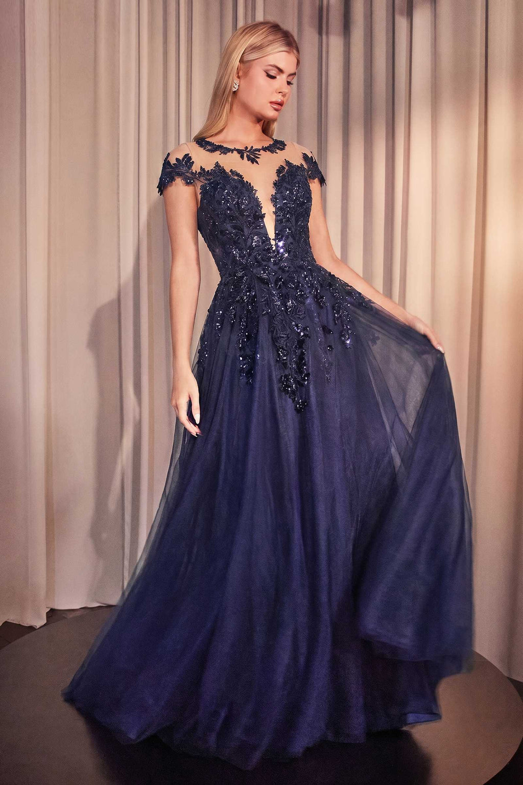 Andrea & Leo A1475 Cap Sleeve Mother of the Bride A-line Gown - Fierce and Chic