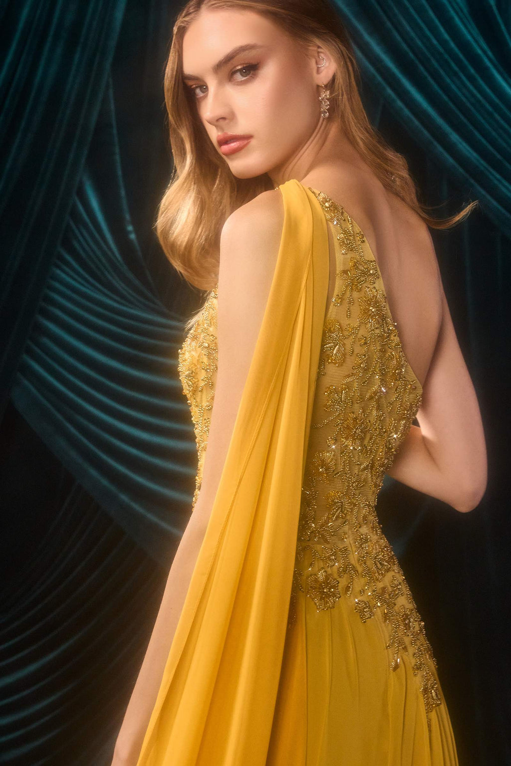 Andrea & Leo A1495 One Shoulder Chiffon A-Line Formal Dress - Fierce and Chic