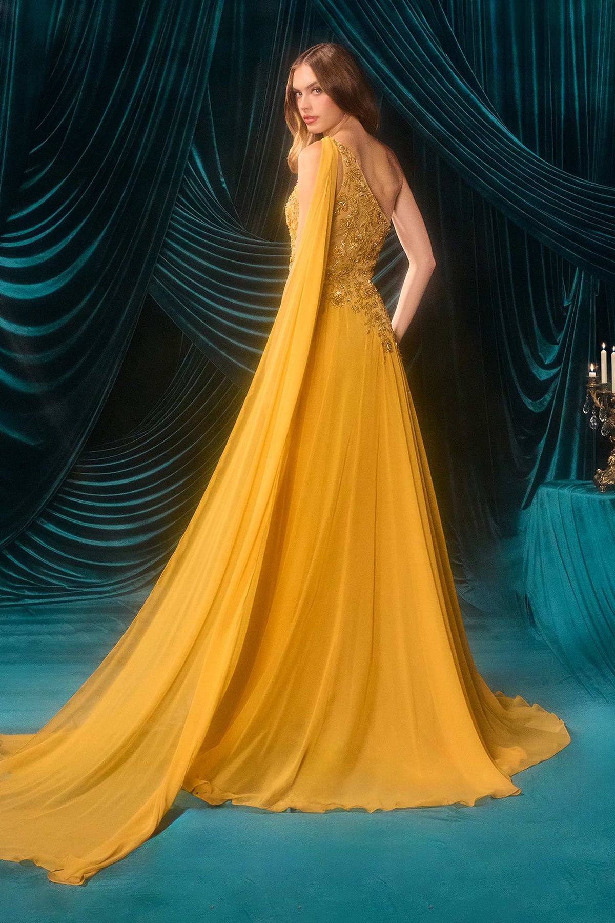 Andrea & Leo A1495 One Shoulder Chiffon A-Line Formal Dress - Fierce and Chic