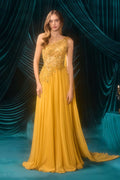 Andrea & Leo A1495 One Shoulder Chiffon A-Line Formal Dress - Fierce and Chic