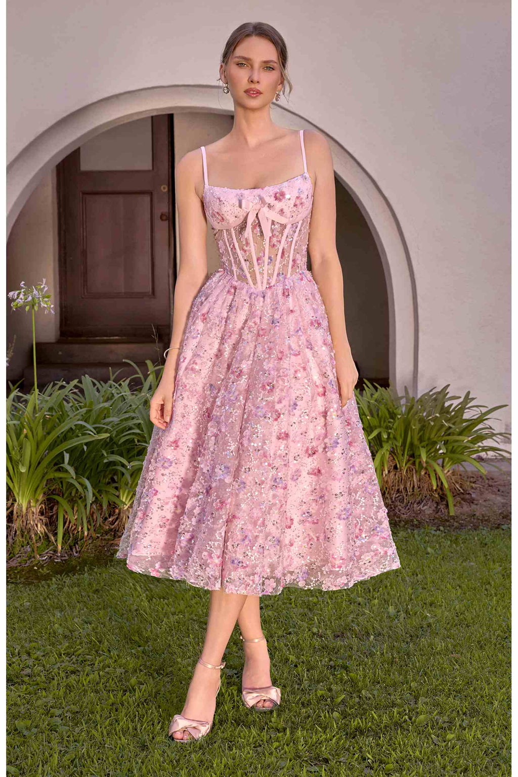Andrea & Leo A1523 A-Line Tea Length Tea Party Dress - Fierce and Chic