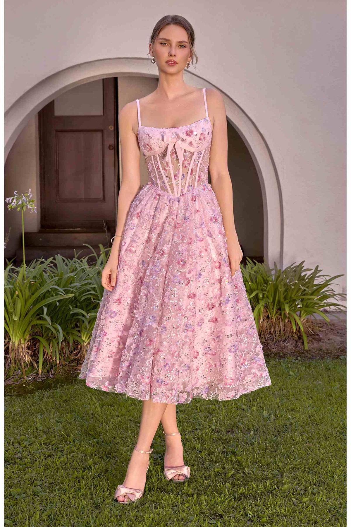 Andrea & Leo A1523 A-Line Tea Length Tea Party Dress - Fierce and Chic