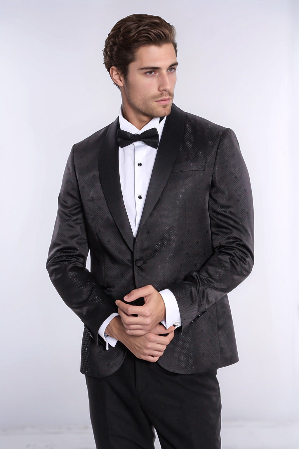 Dot Patterned Slim Fit Black Men Tuxedo Jacket - Wessi - Fierce and Chic