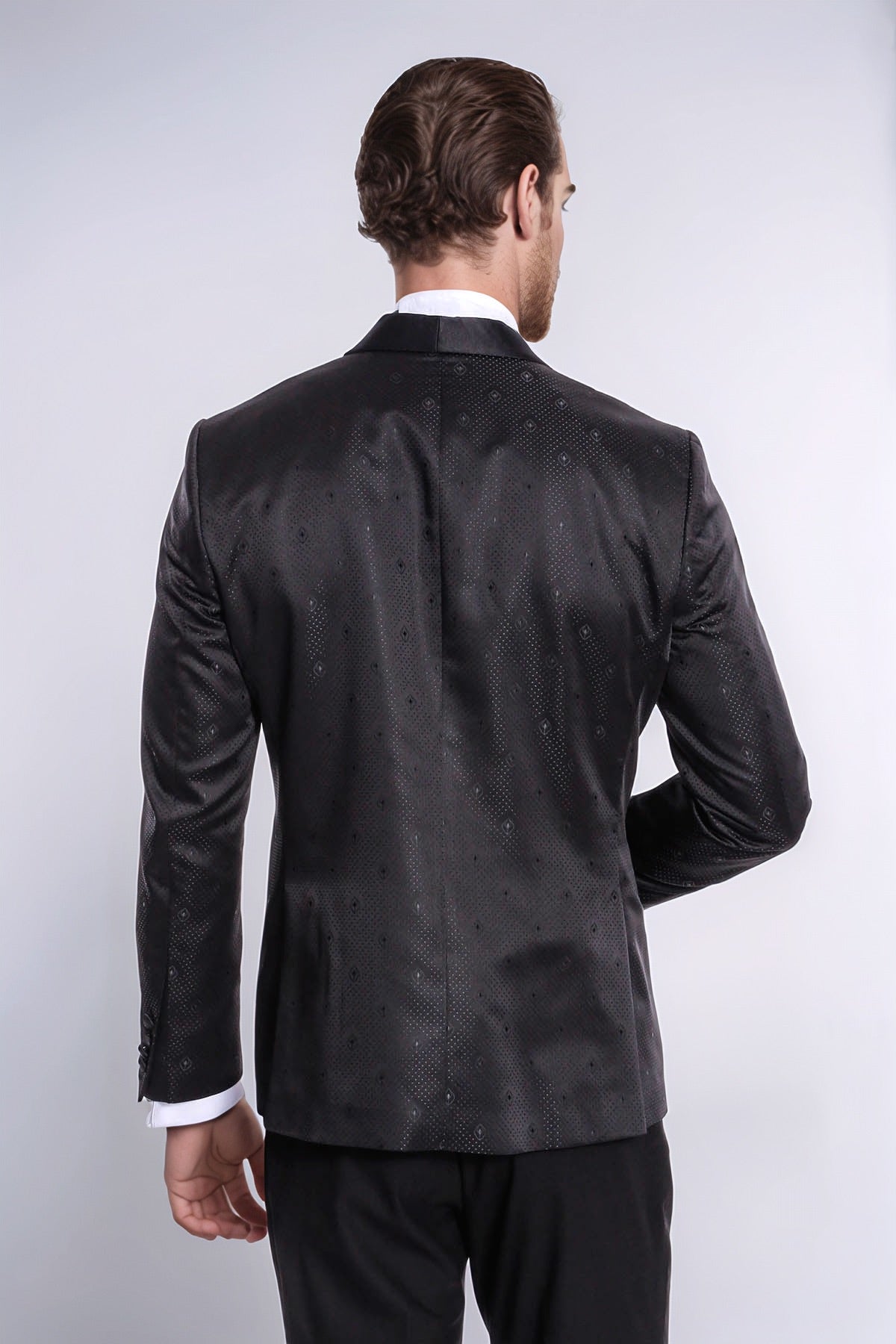 Dot Patterned Slim Fit Black Men Tuxedo Jacket - Wessi - Fierce and Chic
