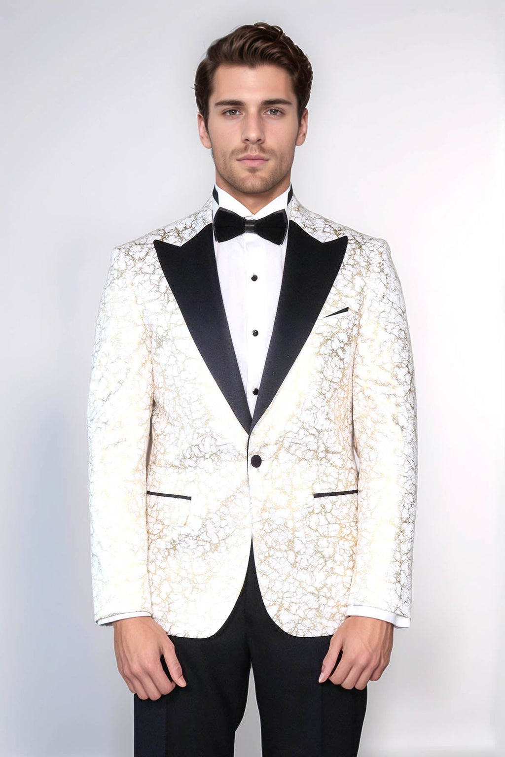 Root Pattern Peak Lapel White Men Dinner Jacket - Wessi - Fierce and Chic