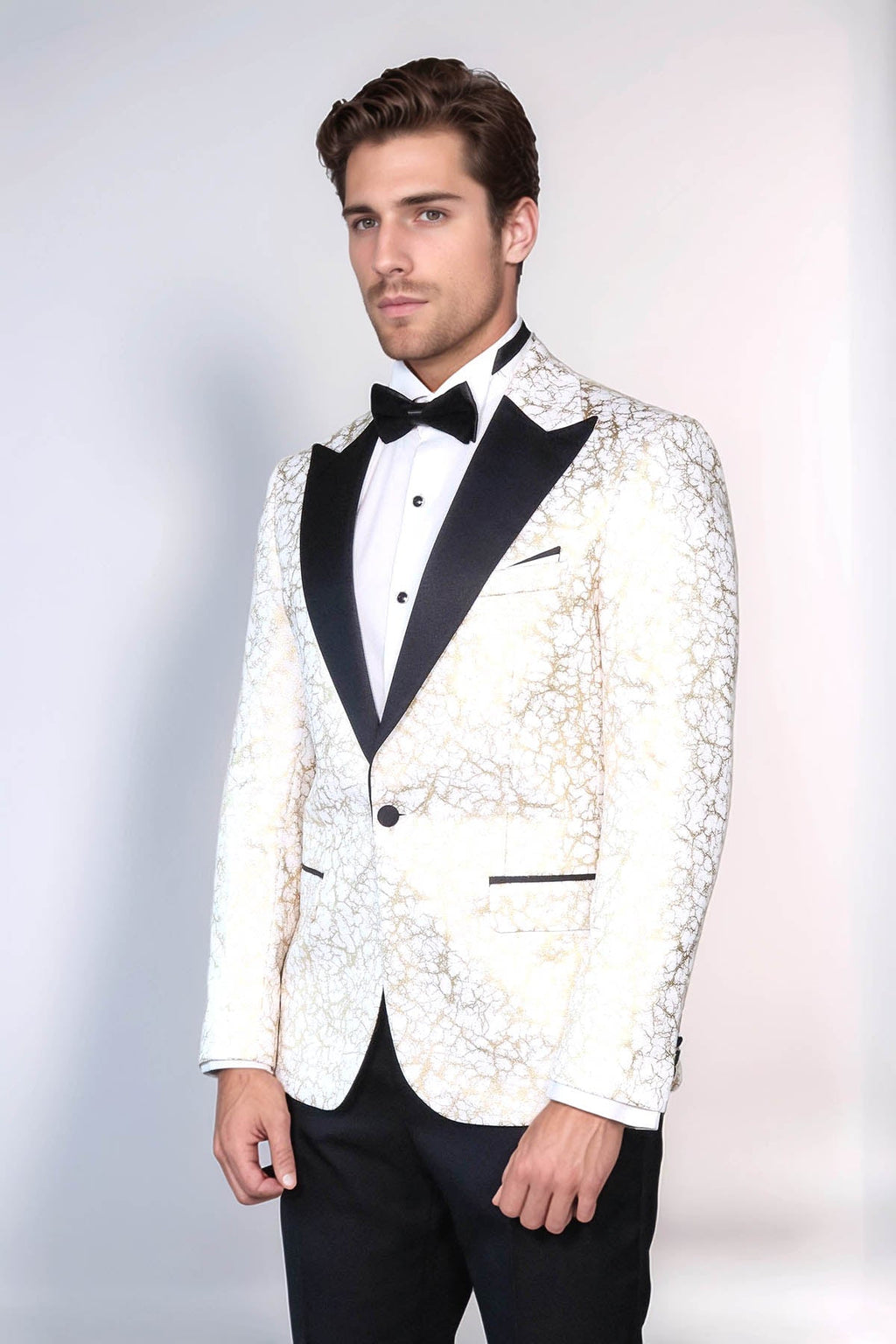 Root Pattern Peak Lapel White Men Dinner Jacket - Wessi - Fierce and Chic
