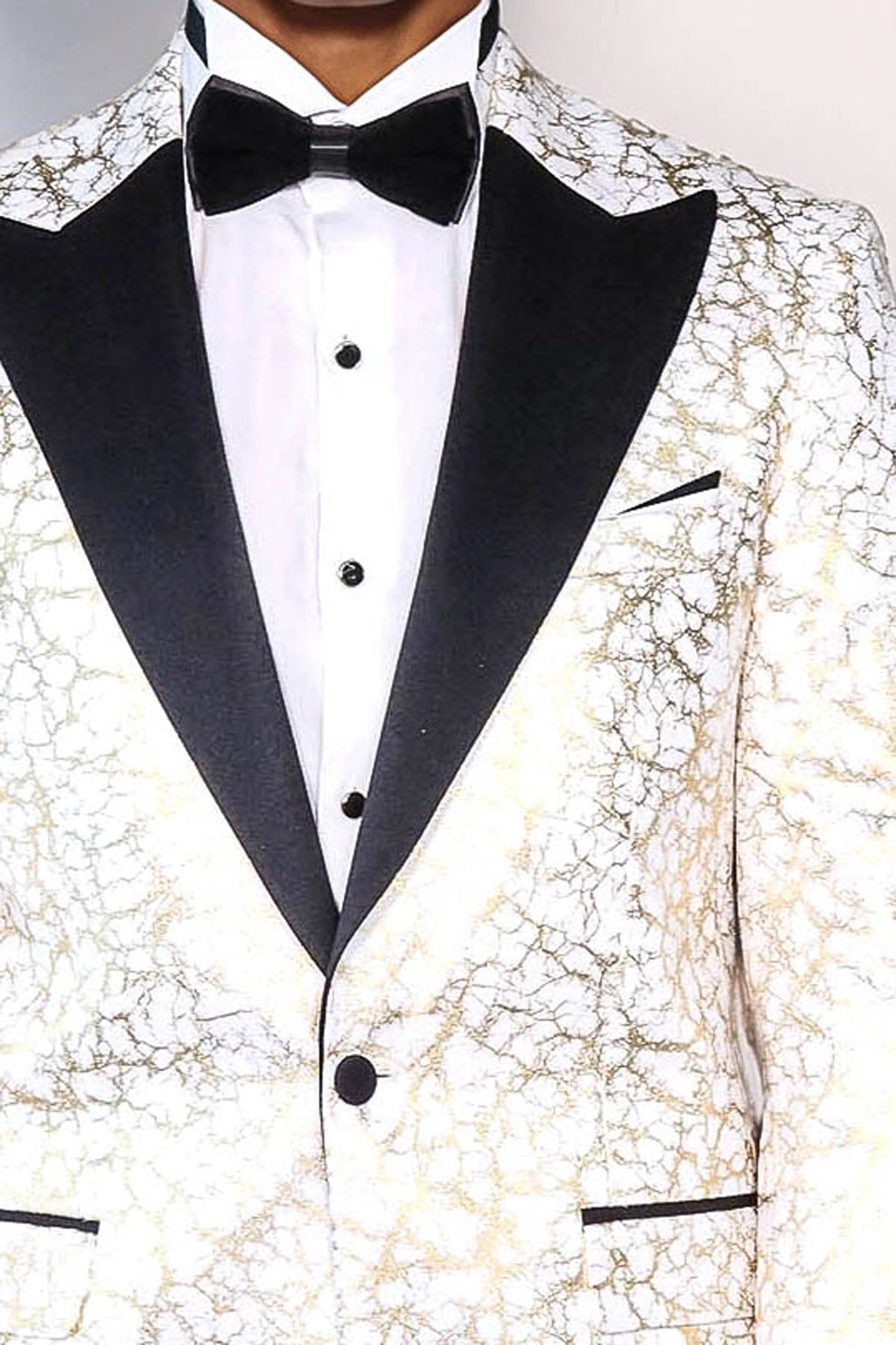 Root Pattern Peak Lapel White Men Dinner Jacket - Wessi - Fierce and Chic