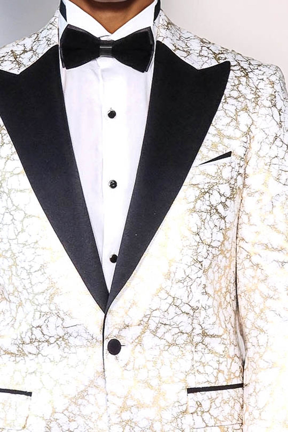 Root Pattern Peak Lapel White Men Dinner Jacket - Wessi - Fierce and Chic