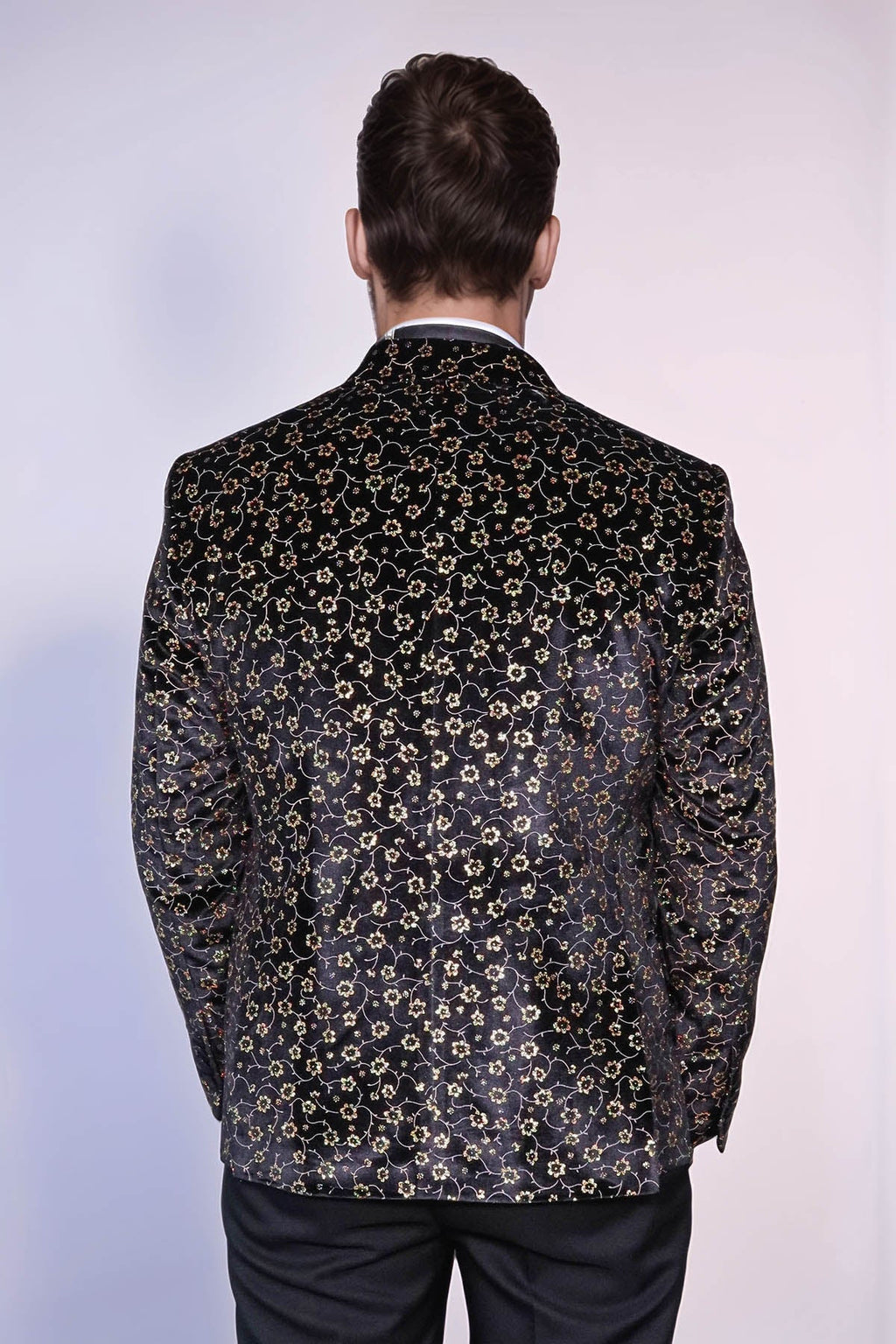 Tiny Flower Pattern Black Men Tuxedo Blazer - Wessi - Fierce and Chic