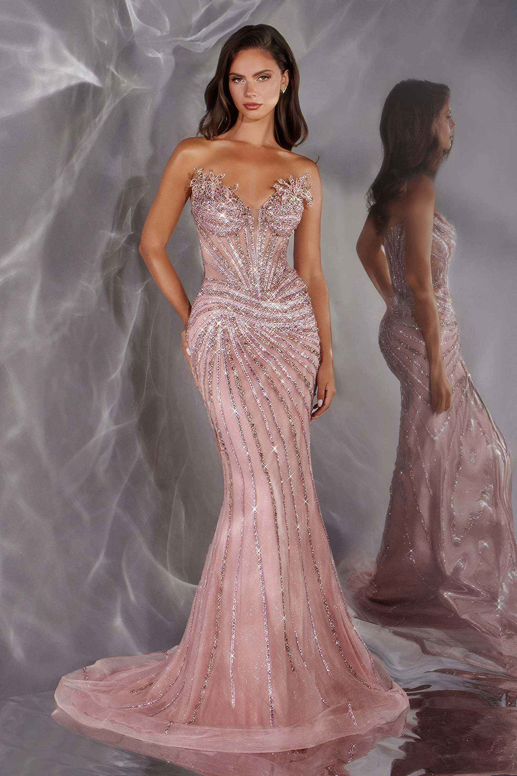 Ladivine CD715 Red Carpet Glamour Fitted Mermaid Gown - Fierce and Chic